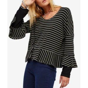 Free People Peplum Round About Striped Knit Oversize Top S